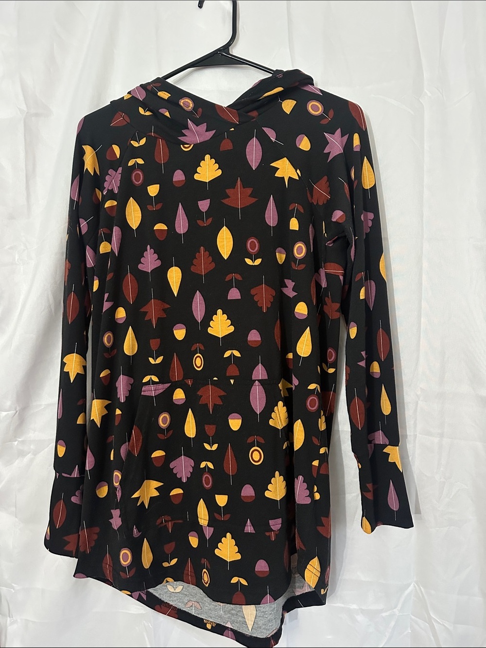 LuLaRoe Black Tunic with Mustard and Plum Floral Print
